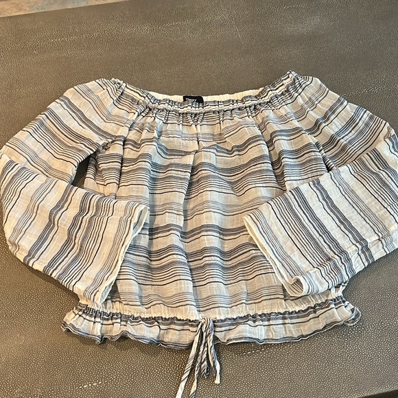 Theory cream with navy stripe blouse. S. EUC - Picture 2 of 5